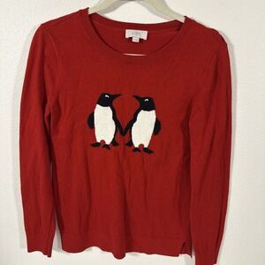 Loft  Sweater Med L/S Women's Penguin Red G2